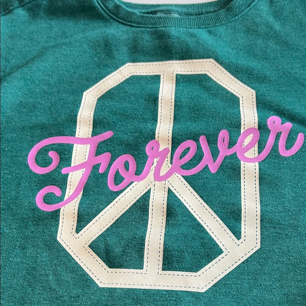 Cat & Jack Teal Long Sleeve with Peace Sign and 'Forever'
